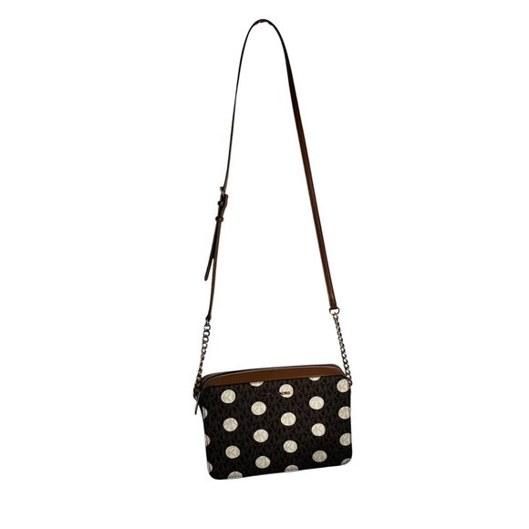 Michael Kors Jet Set Crossbody Bag  MK Logo In Brown With White Dots. - Picture 1 of 12